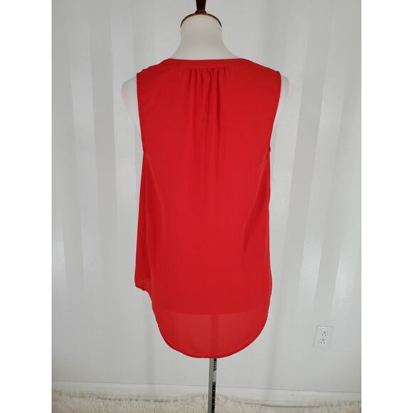 DANIEL RAINN Women's Pinkish Red Sleeveless Button Up Sheer Top Sz S - Picture 4 of 9